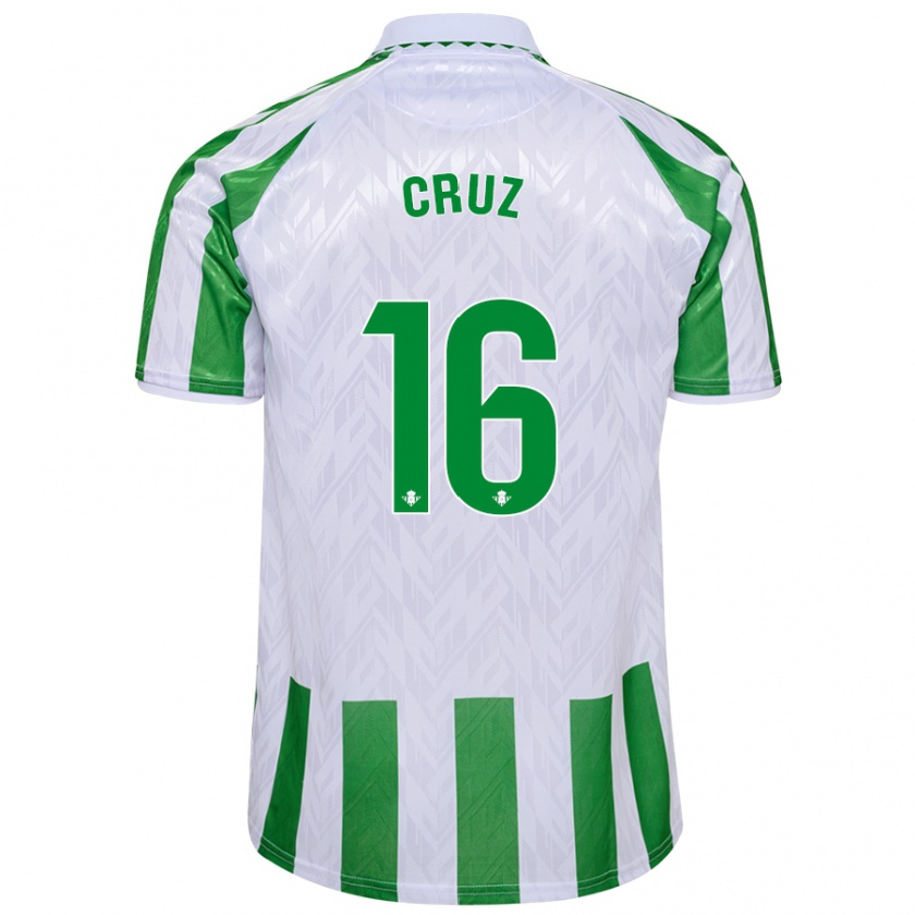 Kandiny Niño Camiseta Juan Cruz #16 Verde Rayas Blancas 1ª Equipación 2024/25 La Camisa Chile