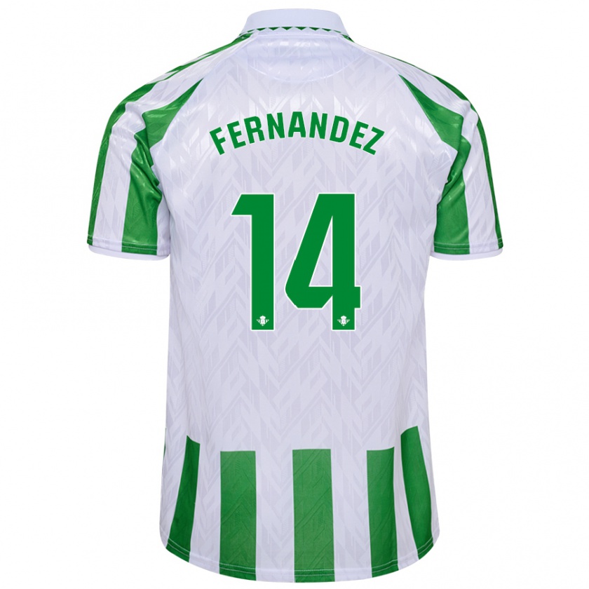 Kandiny Niño Camiseta Quique Fernández #14 Verde Rayas Blancas 1ª Equipación 2024/25 La Camisa Chile