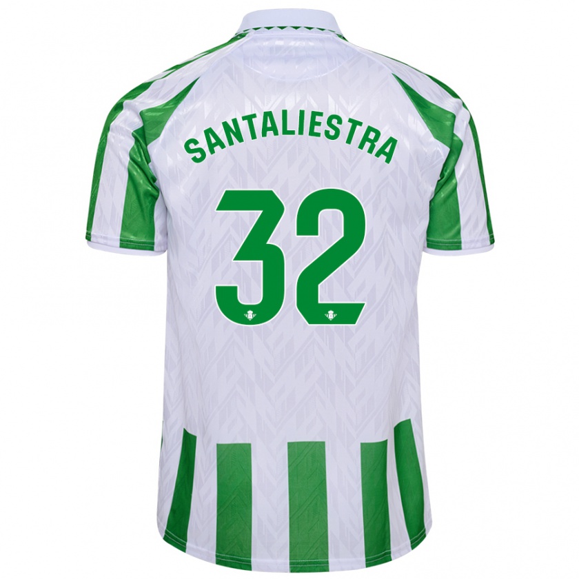 Kandiny Niño Camiseta Carla Santaliestra #32 Verde Rayas Blancas 1ª Equipación 2024/25 La Camisa Chile