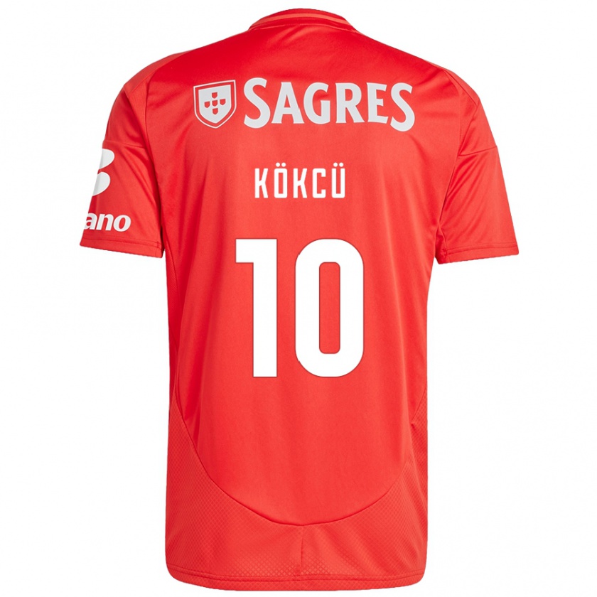 Kandiny Niño Camiseta Orkun Kökçü #10 Rojo Blanco 1ª Equipación 2024/25 La Camisa Chile