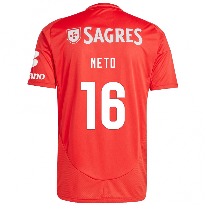 Kandiny Niño Camiseta Martim Neto #16 Rojo Blanco 1ª Equipación 2024/25 La Camisa Chile