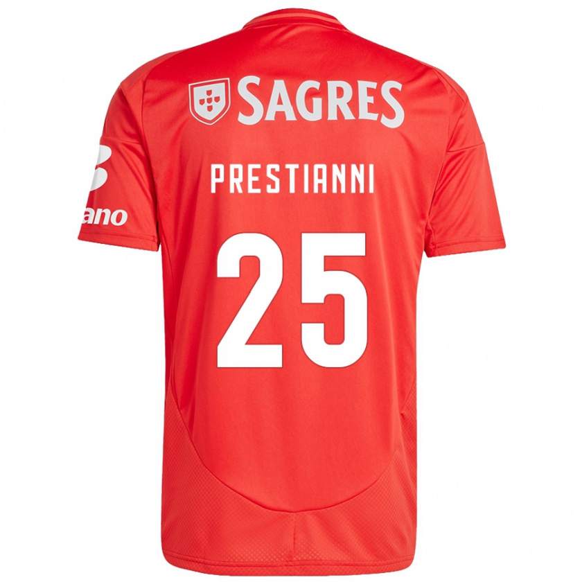 Kandiny Niño Camiseta Gianluca Prestianni #25 Rojo Blanco 1ª Equipación 2024/25 La Camisa Chile