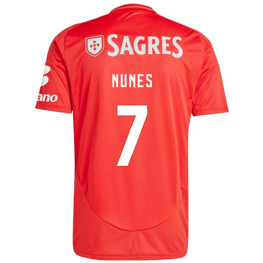 Kandiny Niño Camiseta Bernardo Nunes #7 Rojo Blanco 1ª Equipación 2024/25 La Camisa Chile