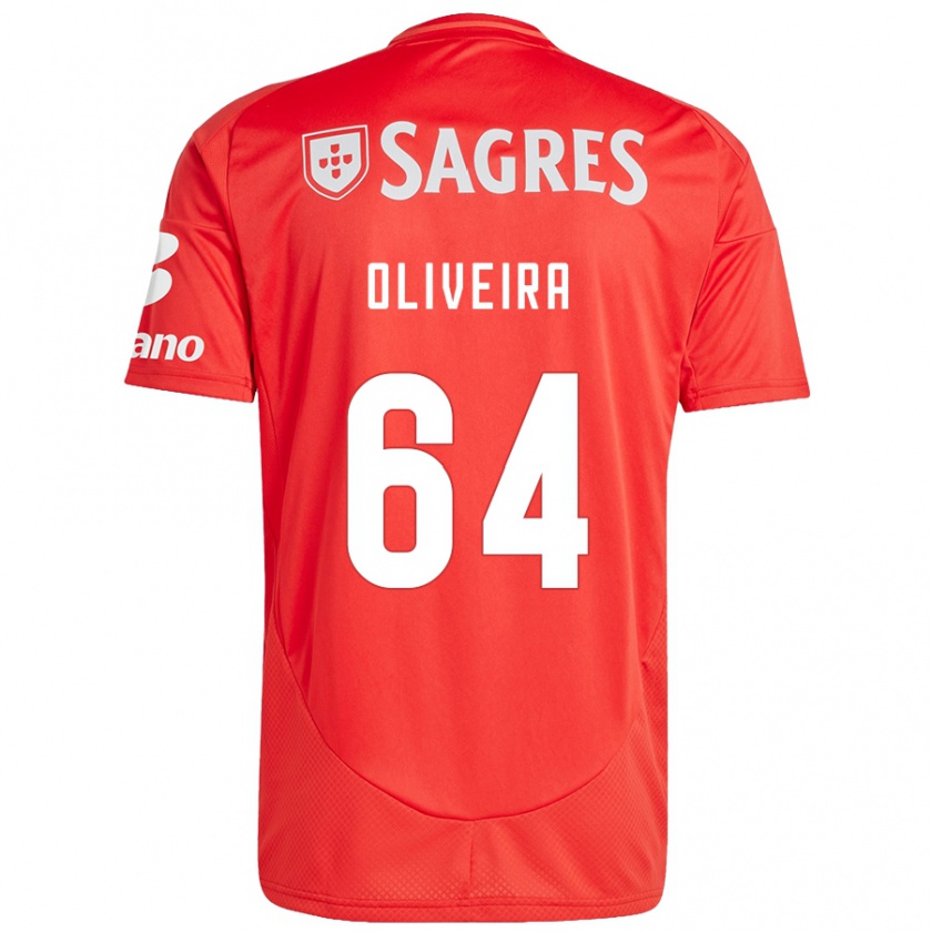 Kandiny Niño Camiseta Gonçalo Oliveira #64 Rojo Blanco 1ª Equipación 2024/25 La Camisa Chile