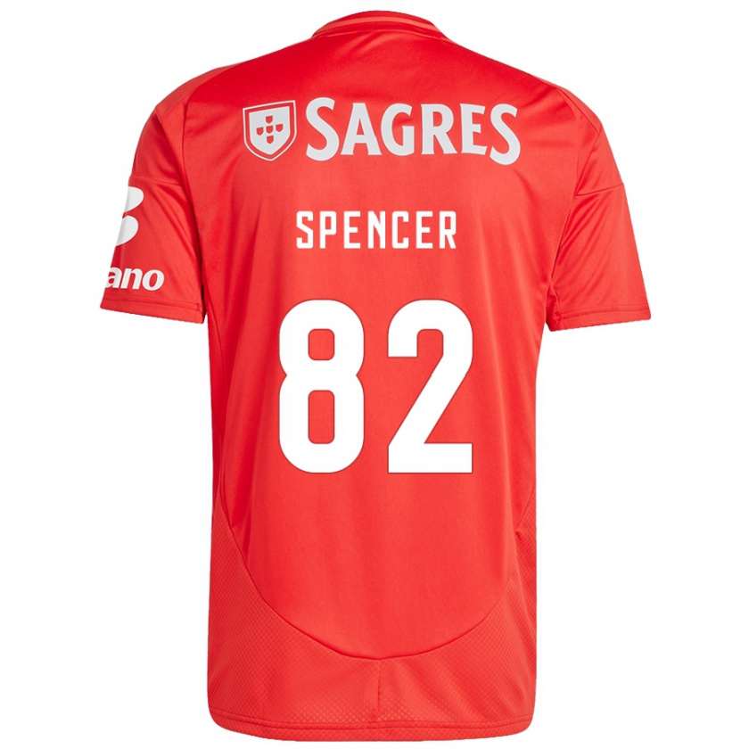 Kandiny Niño Camiseta Diogo Spencer #82 Rojo Blanco 1ª Equipación 2024/25 La Camisa Chile