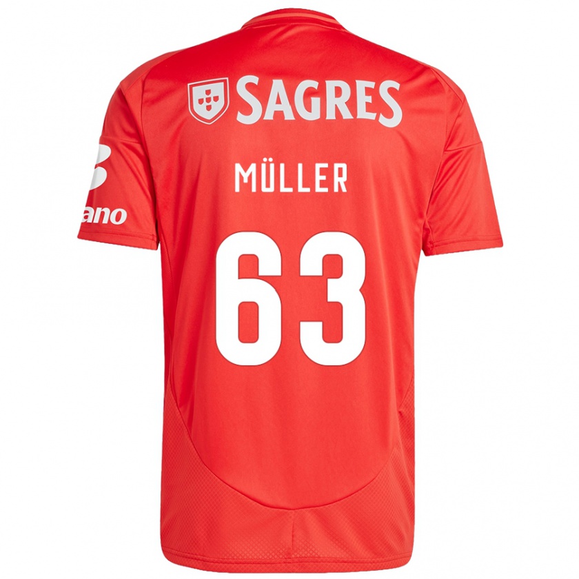 Kandiny Niño Camiseta José Müller #63 Rojo Blanco 1ª Equipación 2024/25 La Camisa Chile