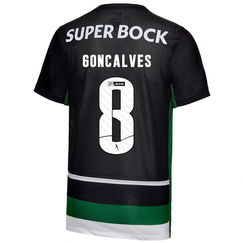 Kandiny Niño Camiseta Pedro Gonçalves #8 Negro Blanco Verde 1ª Equipación 2024/25 La Camisa Chile