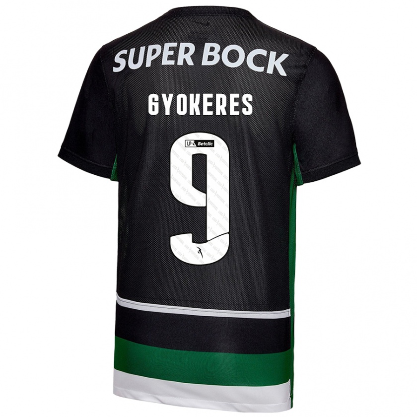 Kandiny Niño Camiseta Viktor Gyökeres #9 Negro Blanco Verde 1ª Equipación 2024/25 La Camisa Chile