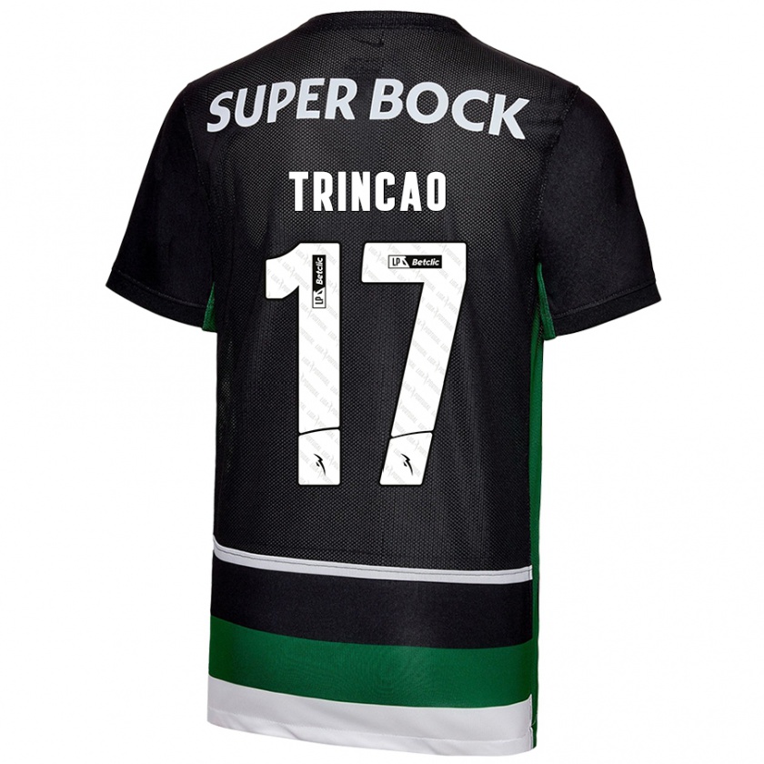 Kandiny Niño Camiseta Trincão #17 Negro Blanco Verde 1ª Equipación 2024/25 La Camisa Chile