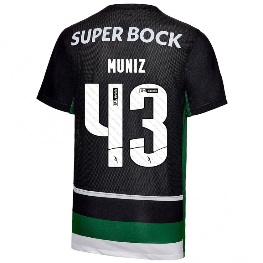 Kandiny Niño Camiseta João Muniz #43 Negro Blanco Verde 1ª Equipación 2024/25 La Camisa Chile