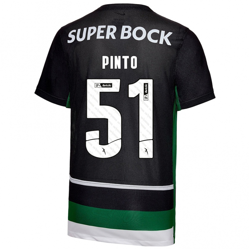 Kandiny Niño Camiseta Diogo Pinto #51 Negro Blanco Verde 1ª Equipación 2024/25 La Camisa Chile