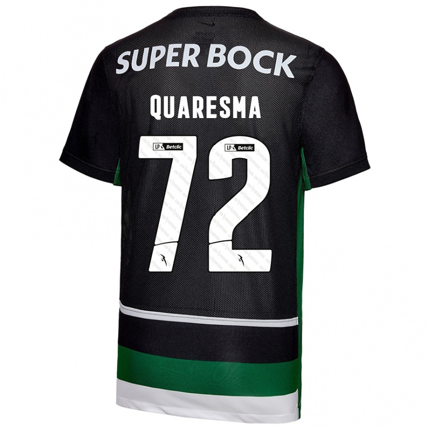 Kandiny Niño Camiseta Eduardo Quaresma #72 Negro Blanco Verde 1ª Equipación 2024/25 La Camisa Chile