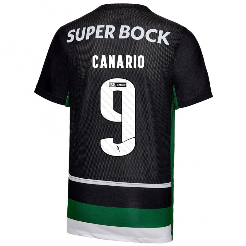 Kandiny Niño Camiseta Francisco Canário #9 Negro Blanco Verde 1ª Equipación 2024/25 La Camisa Chile