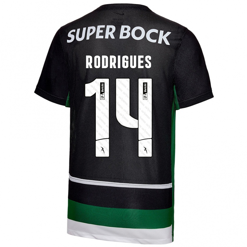 Kandiny Niño Camiseta Paulo Rodrigues #14 Negro Blanco Verde 1ª Equipación 2024/25 La Camisa Chile