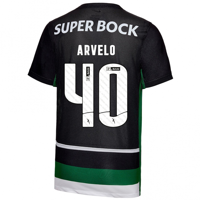 Kandiny Niño Camiseta Adam Arvelo #40 Negro Blanco Verde 1ª Equipación 2024/25 La Camisa Chile