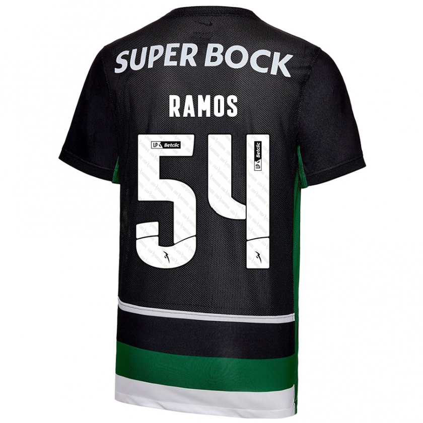 Kandiny Niño Camiseta Bruno Ramos #54 Negro Blanco Verde 1ª Equipación 2024/25 La Camisa Chile