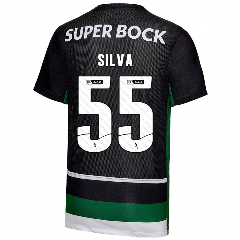 Kandiny Niño Camiseta José Silva #55 Negro Blanco Verde 1ª Equipación 2024/25 La Camisa Chile