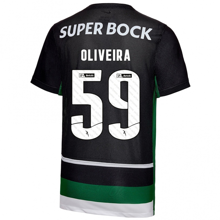 Kandiny Niño Camiseta Kauã Oliveira #59 Negro Blanco Verde 1ª Equipación 2024/25 La Camisa Chile