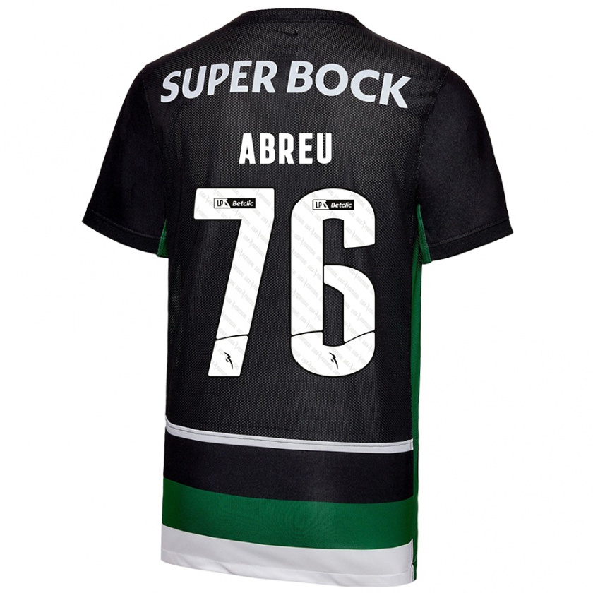 Kandiny Niño Camiseta Diogo Abreu #76 Negro Blanco Verde 1ª Equipación 2024/25 La Camisa Chile