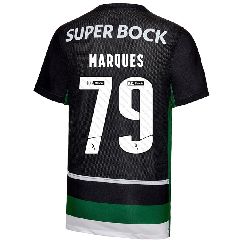 Kandiny Niño Camiseta Rodrigo Marquês #79 Negro Blanco Verde 1ª Equipación 2024/25 La Camisa Chile