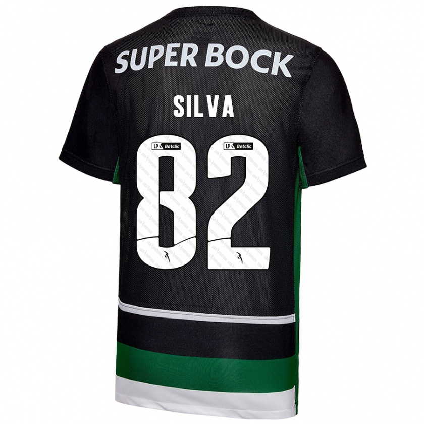 Kandiny Niño Camiseta Gabriel Silva #82 Negro Blanco Verde 1ª Equipación 2024/25 La Camisa Chile