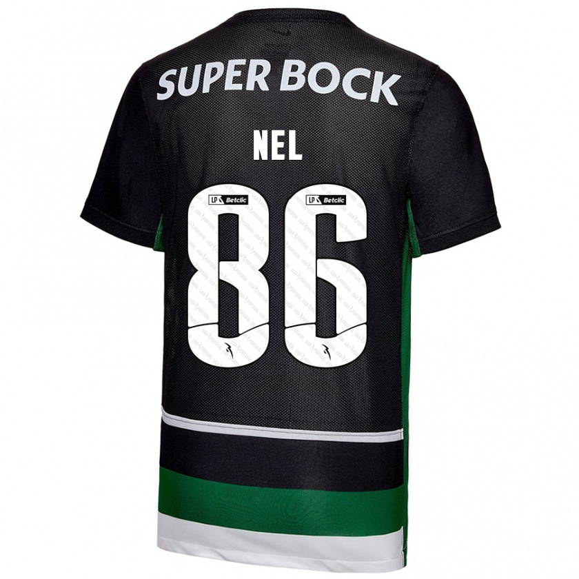 Kandiny Niño Camiseta Rafael Nel #86 Negro Blanco Verde 1ª Equipación 2024/25 La Camisa Chile