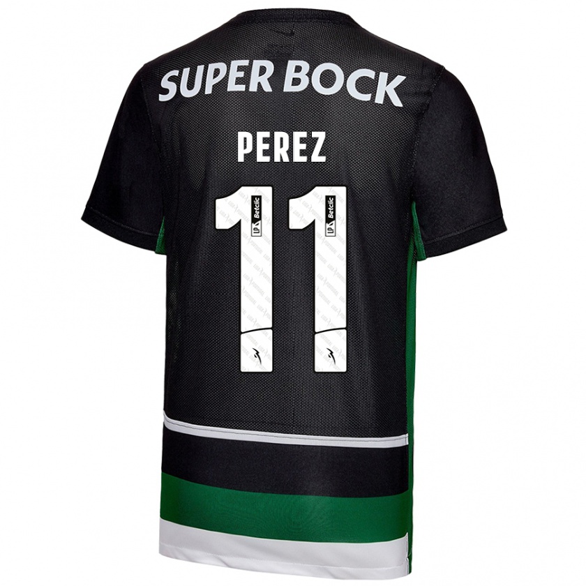 Kandiny Niño Camiseta Brenda Pérez #11 Negro Blanco Verde 1ª Equipación 2024/25 La Camisa Chile