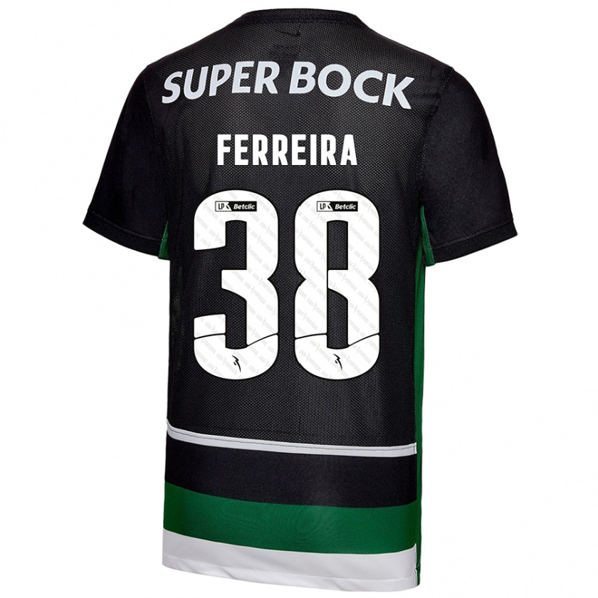 Kandiny Niño Camiseta Marta Ferreira #38 Negro Blanco Verde 1ª Equipación 2024/25 La Camisa Chile