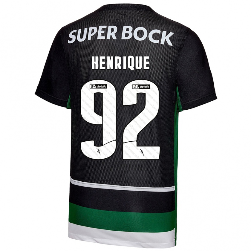 Kandiny Niño Camiseta Eduardo Henrique #92 Negro Blanco Verde 1ª Equipación 2024/25 La Camisa Chile