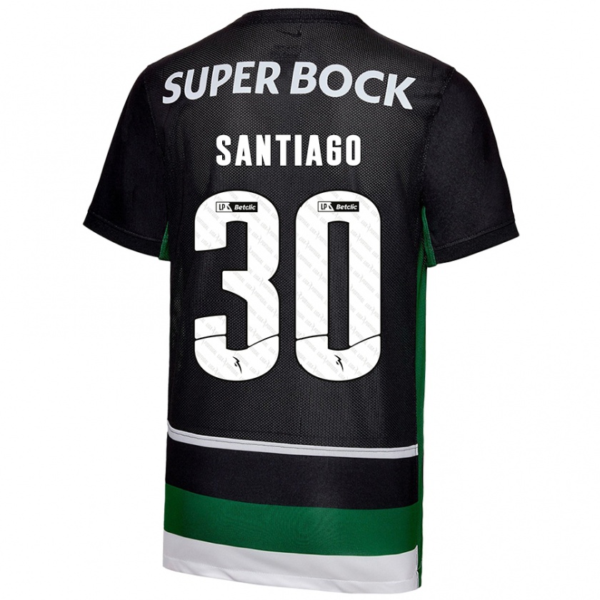 Kandiny Niño Camiseta Carolina Santiago #30 Negro Blanco Verde 1ª Equipación 2024/25 La Camisa Chile