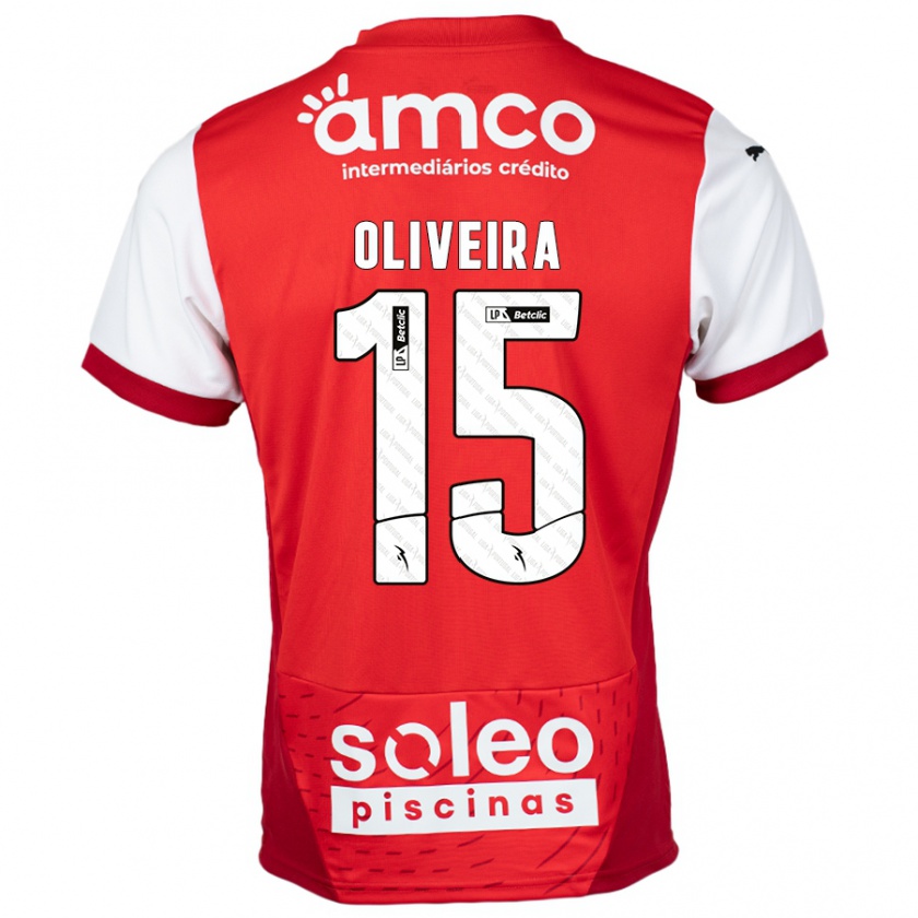 Kandiny Niño Camiseta Paulo Oliveira #15 Rojo Blanco 1ª Equipación 2024/25 La Camisa Chile