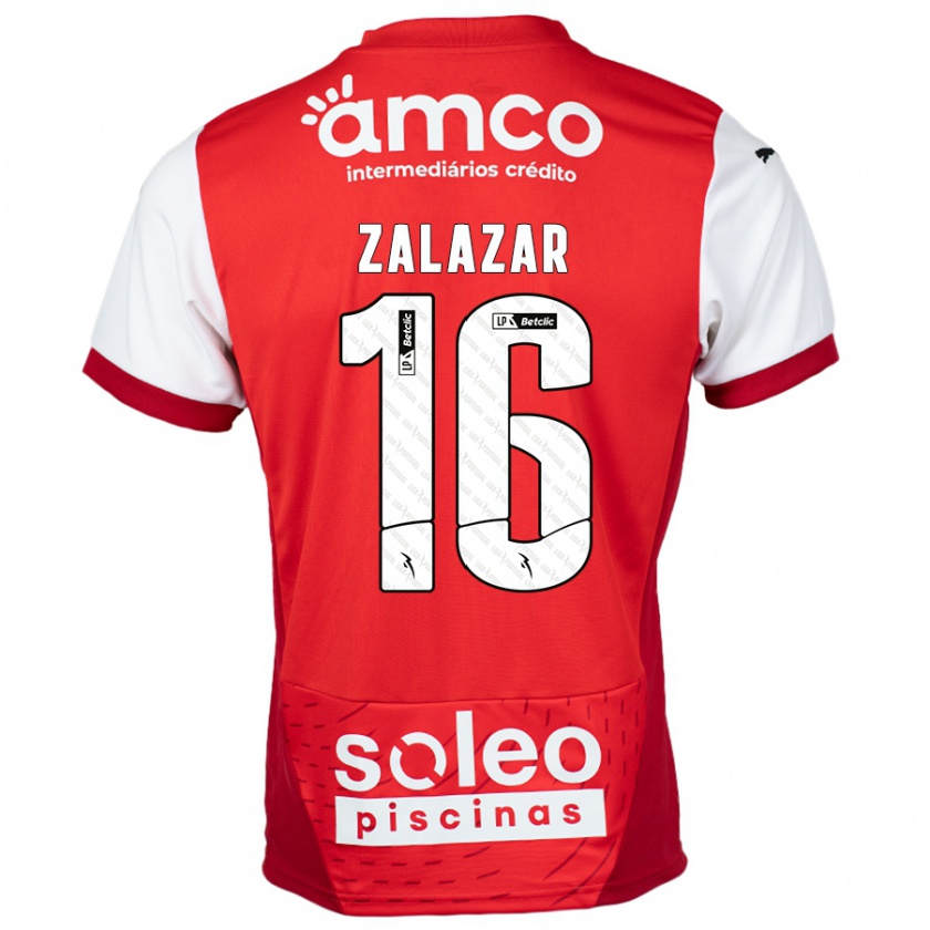 Kandiny Niño Camiseta Rodrigo Zalazar #16 Rojo Blanco 1ª Equipación 2024/25 La Camisa Chile