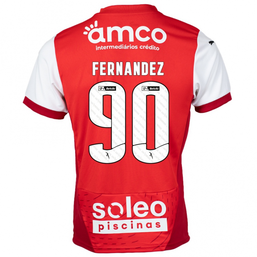 Kandiny Niño Camiseta Roberto Fernández #90 Rojo Blanco 1ª Equipación 2024/25 La Camisa Chile