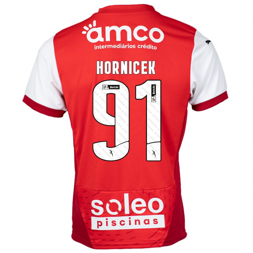 Kandiny Niño Camiseta Lukas Hornicek #91 Rojo Blanco 1ª Equipación 2024/25 La Camisa Chile