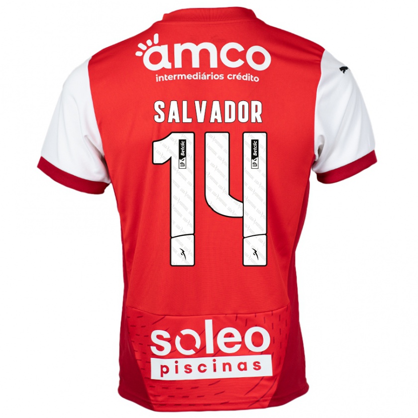 Kandiny Niño Camiseta João Salvador #14 Rojo Blanco 1ª Equipación 2024/25 La Camisa Chile