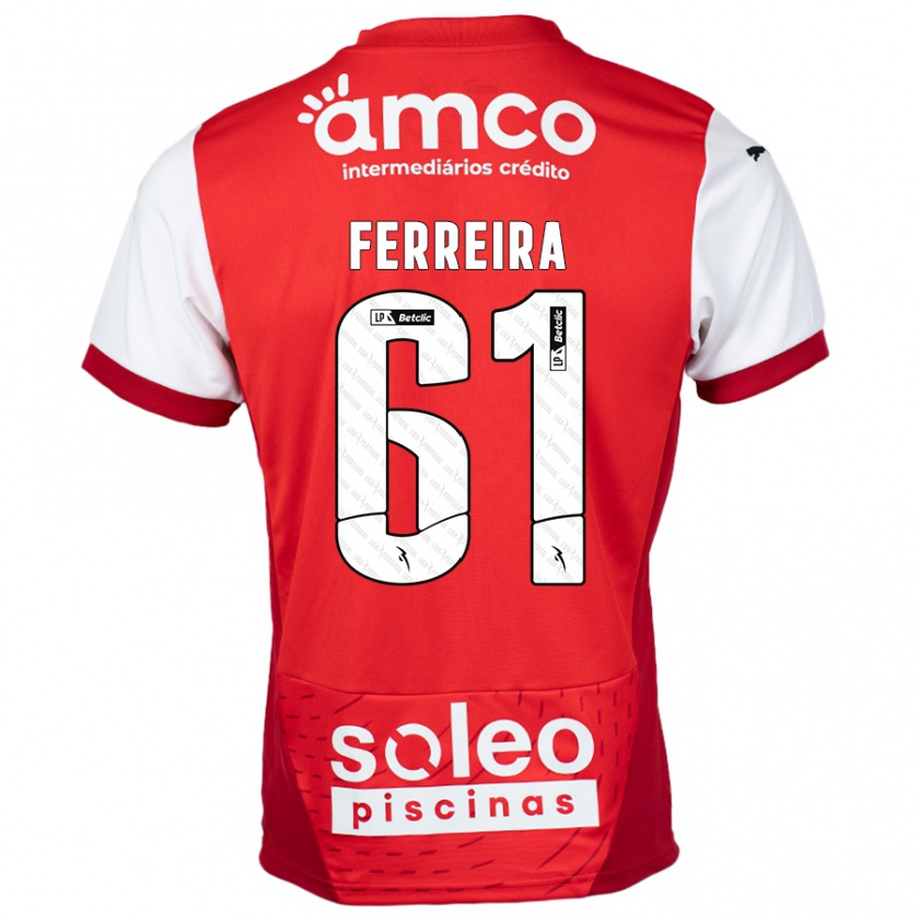 Kandiny Niño Camiseta Tiago Ferreira #61 Rojo Blanco 1ª Equipación 2024/25 La Camisa Chile