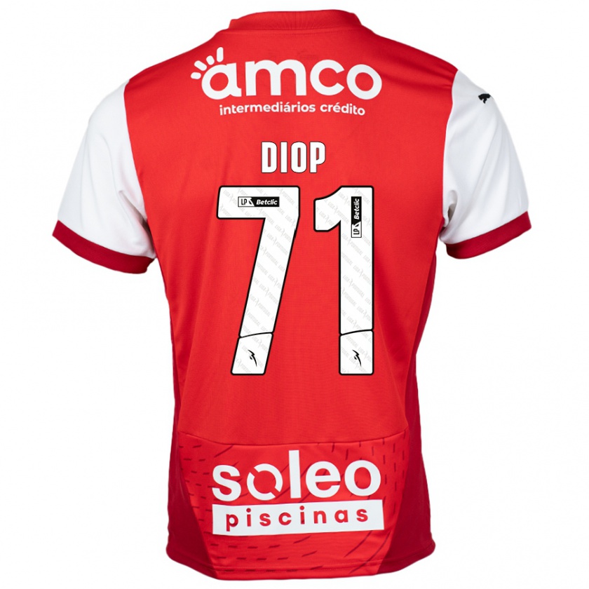 Kandiny Niño Camiseta Mamadou Diop #71 Rojo Blanco 1ª Equipación 2024/25 La Camisa Chile