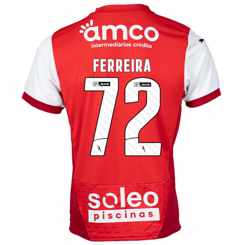 Kandiny Niño Camiseta André Ferreira #72 Rojo Blanco 1ª Equipación 2024/25 La Camisa Chile