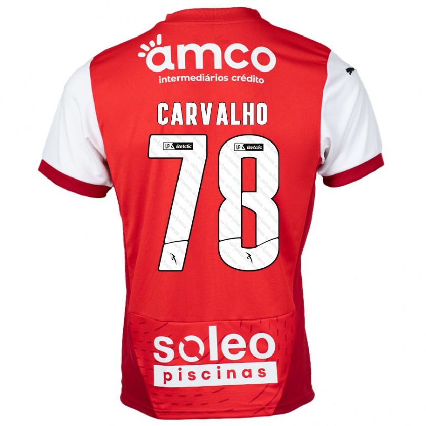 Kandiny Niño Camiseta João Carvalho #78 Rojo Blanco 1ª Equipación 2024/25 La Camisa Chile