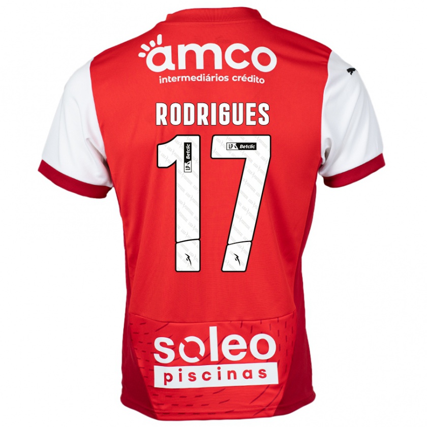 Kandiny Niño Camiseta Tânia Rodrigues #17 Rojo Blanco 1ª Equipación 2024/25 La Camisa Chile