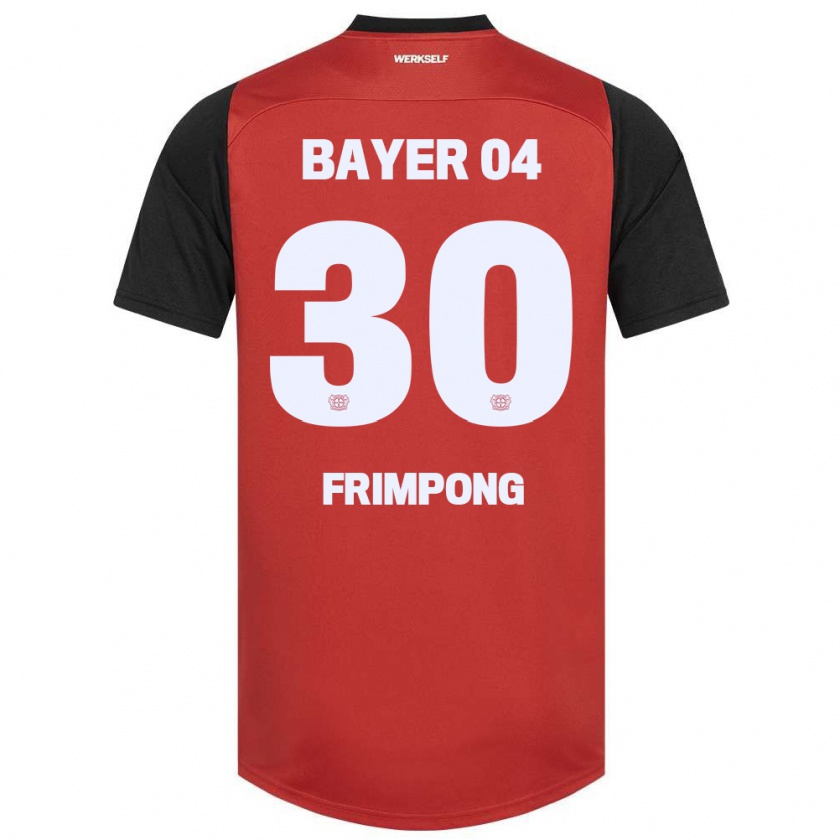 Kandiny Niño Camiseta Jeremie Frimpong #30 Rojo Negro 1ª Equipación 2024/25 La Camisa Chile