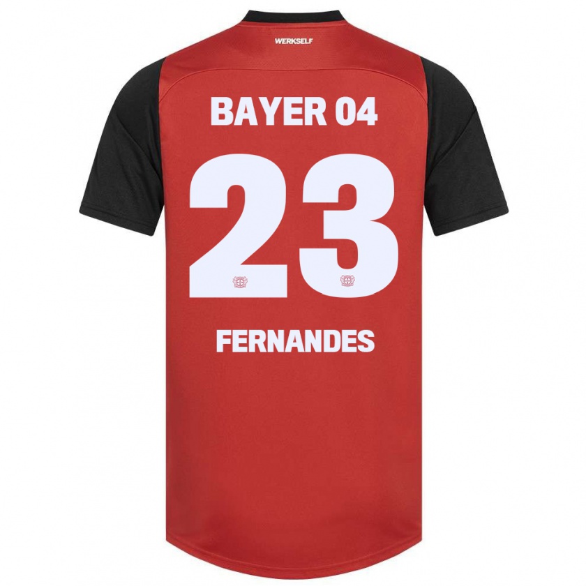 Kandiny Niño Camiseta Tyron Fernandes #23 Rojo Negro 1ª Equipación 2024/25 La Camisa Chile