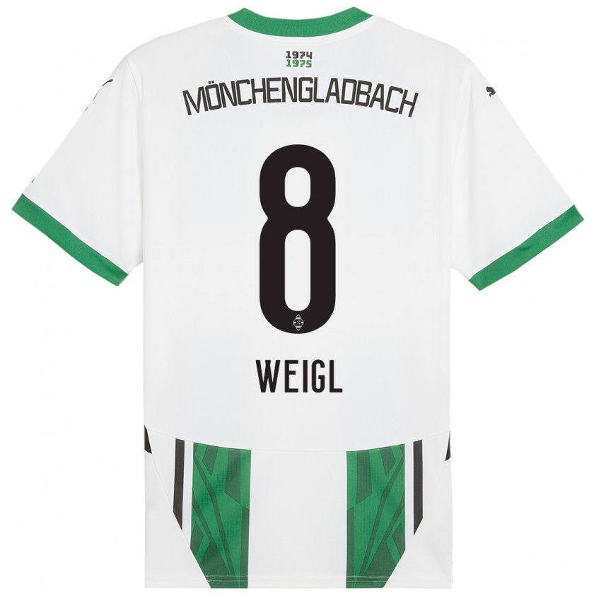 Kandiny Niño Camiseta Julian Weigl #8 Blanco Verde 1ª Equipación 2024/25 La Camisa Chile