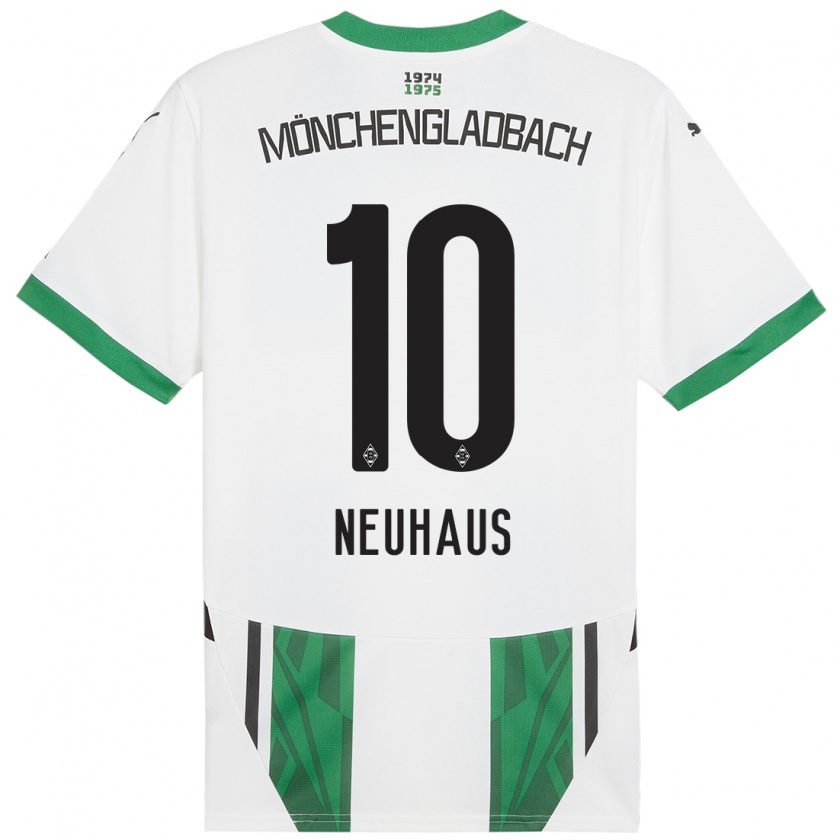 Kandiny Niño Camiseta Florian Neuhaus #10 Blanco Verde 1ª Equipación 2024/25 La Camisa Chile