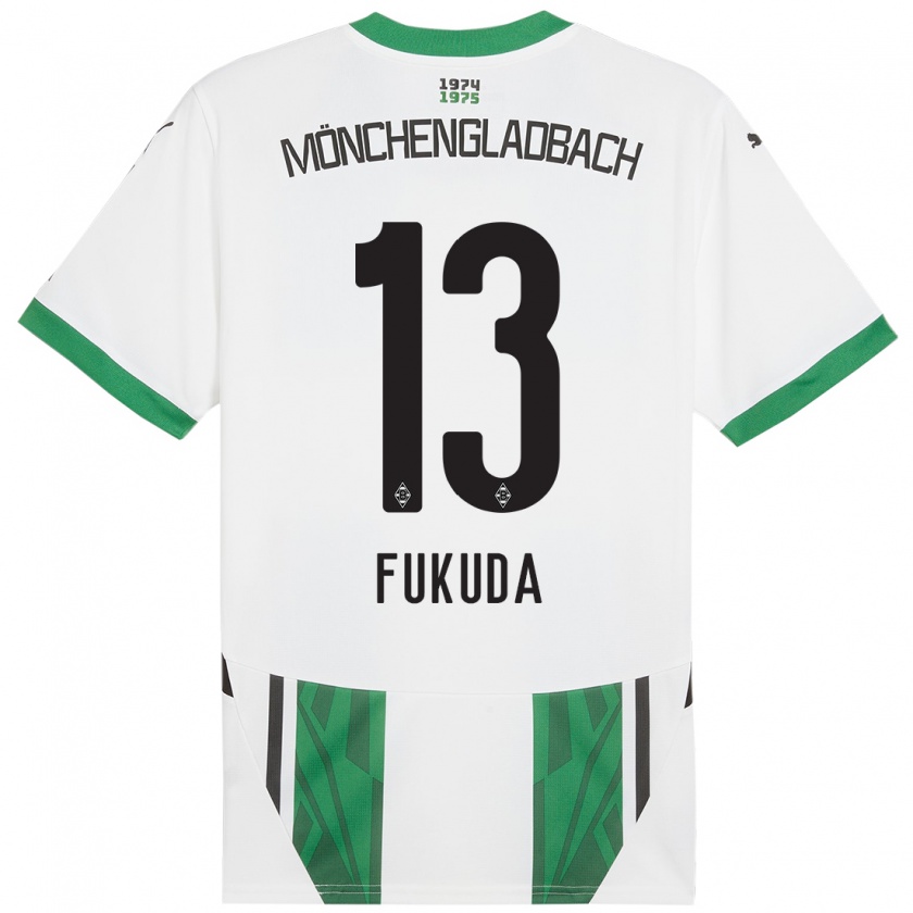 Kandiny Niño Camiseta Shio Fukuda #13 Blanco Verde 1ª Equipación 2024/25 La Camisa Chile