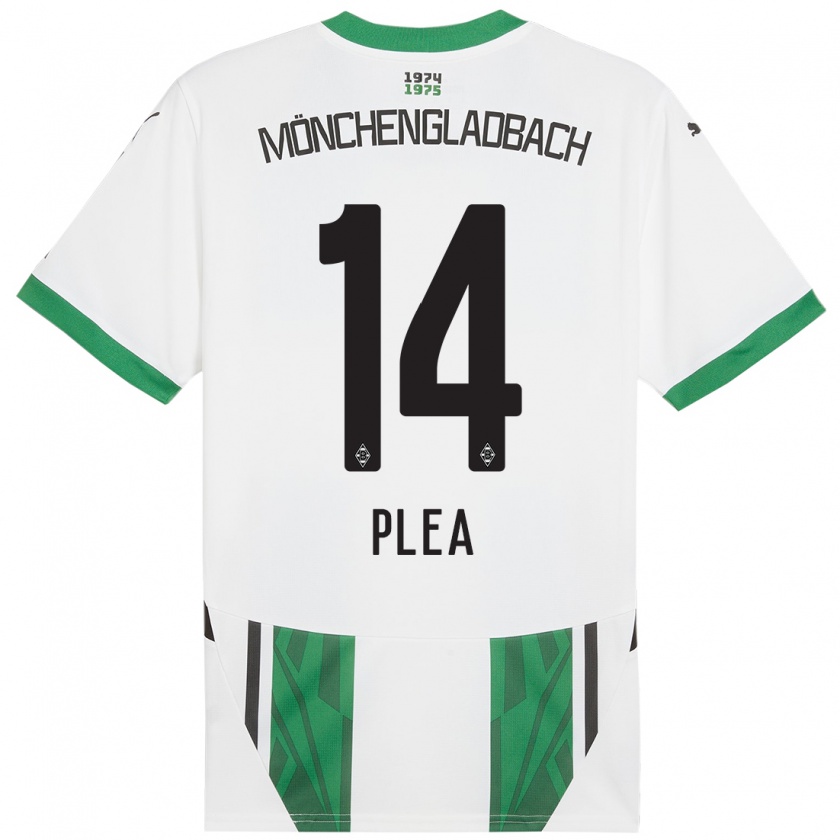 Kandiny Niño Camiseta Alassane Plea #14 Blanco Verde 1ª Equipación 2024/25 La Camisa Chile