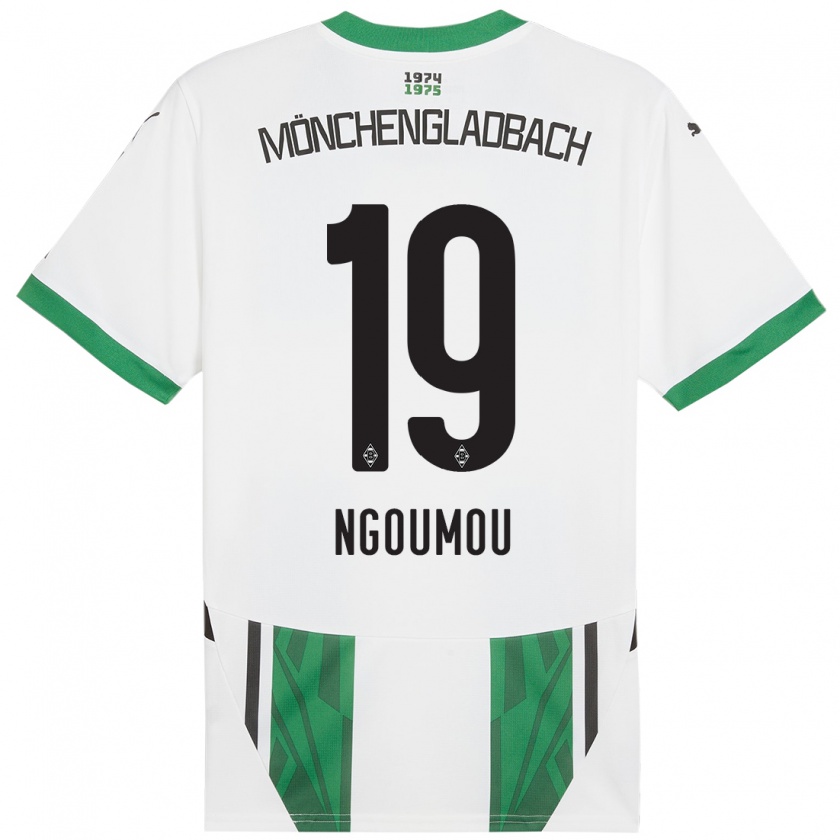 Kandiny Niño Camiseta Nathan Ngoumou #19 Blanco Verde 1ª Equipación 2024/25 La Camisa Chile