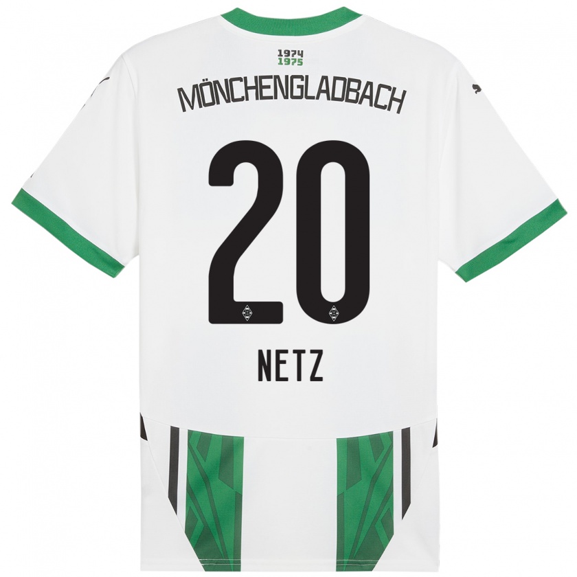 Kandiny Niño Camiseta Luca Netz #20 Blanco Verde 1ª Equipación 2024/25 La Camisa Chile