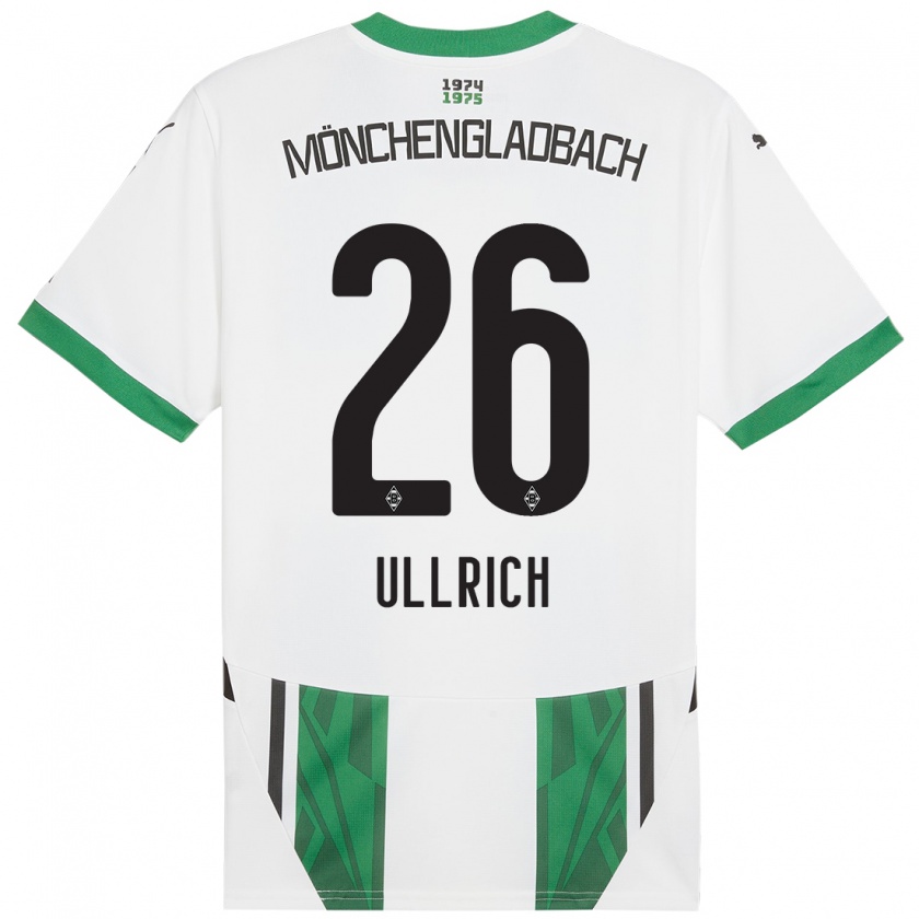 Kandiny Niño Camiseta Lukas Ullrich #26 Blanco Verde 1ª Equipación 2024/25 La Camisa Chile