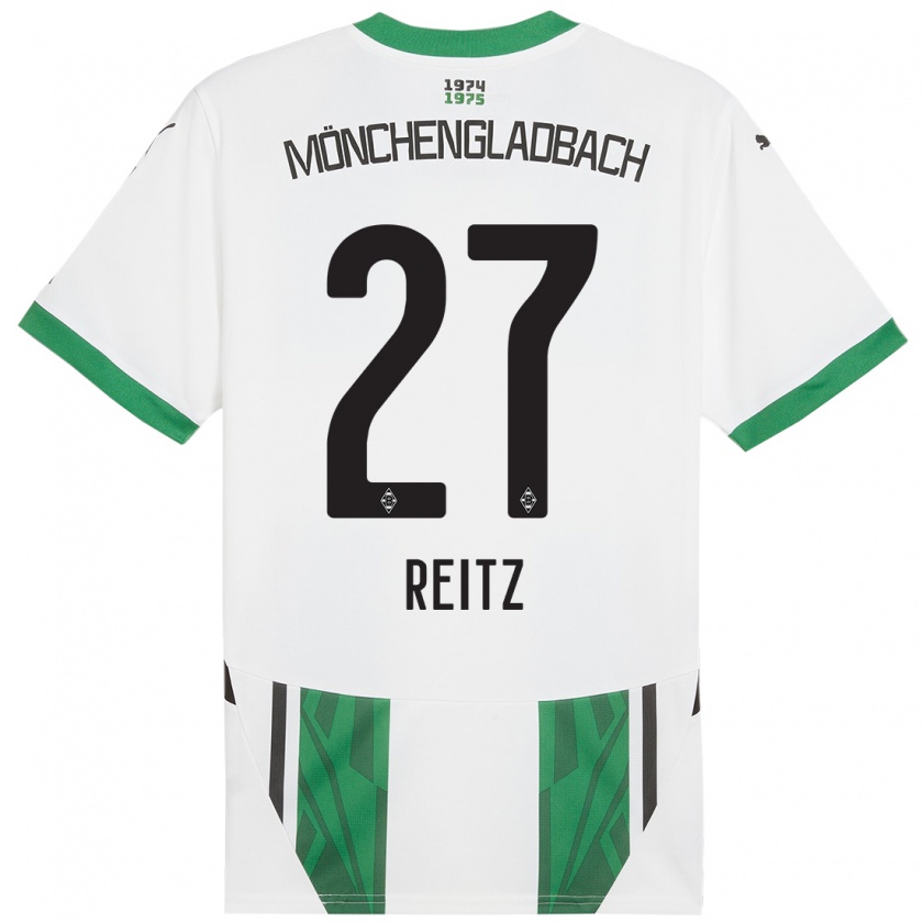 Kandiny Niño Camiseta Rocco Reitz #27 Blanco Verde 1ª Equipación 2024/25 La Camisa Chile